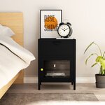 vidaXL Table de chevet Noir 40x30x54 5 cm Acier et verre