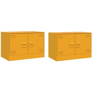 vidaXL Meubles TV 2 Pièces jaune moutarde 67x39x44 cm acier