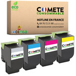 702 - 4 Toners Compatibles avec LEXMARK 702 pour CS310 CS410 CS510 - Marque française