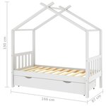 vidaXL Cadre de lit enfant avec tiroir blanc pin massif 80x160 cm