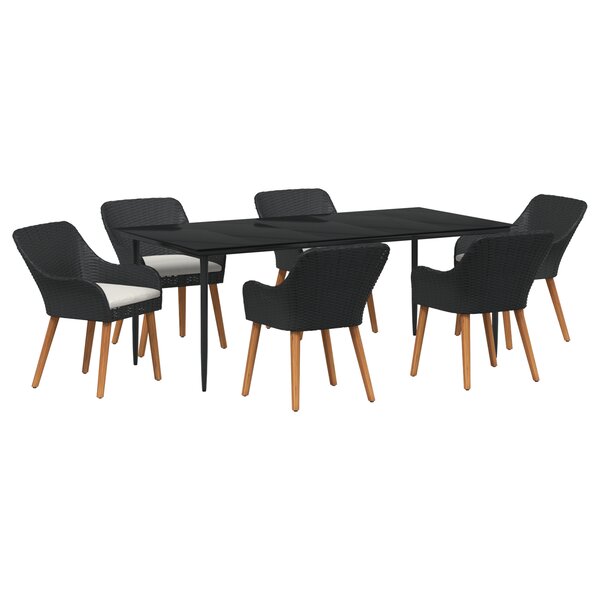 vidaXL Ensemble de salle à manger de jardin 7 pièces en poly rattan noir
