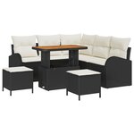Ensemble de canapé de jardin de 8 pièces vidaXL avec coussins en poly rattan noir et acacia
