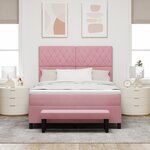 vidaXL Lit à ressort avec matelas & banc rose 140x200 cm en velours