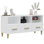 vidaXL Meuble TV Blanc brillant 102x36x50 cm Bois d'ingénierie