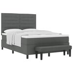 vidaXL Lit à ressorts avec matelas et banc gris foncé 140x190 cm en tissu