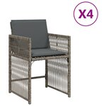 vidaXL Chaises de jardin avec coussins lot de 4 gris résine tressée