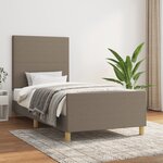 vidaXL Cadre de lit avec tête de lit Taupe 90x200 cm Tissu