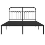 vidaXL Cadre de lit métal avec tête de lit noir 135x190 cm