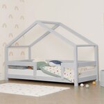 Lit cabane enfant LUCKY 90 x 200 gris clair