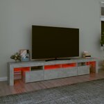 vidaXL Meuble TV avec lumières LED Gris béton 230x36 5x40 cm