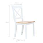 vidaXL Chaises à manger lot de 4 blanc et bois clair bois hévéa massif