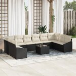 vidaXL Set de Canapé de Jardin 10 Pièces avec Coussins en Rattan Poly Marron