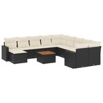 vidaXL Salon de jardin 12 Pièces avec coussins noir résine tressée