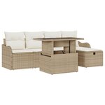 vidaXL Ensemble de canapé de jardin de 6 pièces avec coussins en poly rotin beige