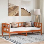 vidaXL Lit de jour sans matelas cire marron 90x190 cm bois pin massif