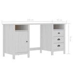 vidaXL Bureau Hill Blanc 150x50x74 cm Bois de pin solide
