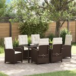 vidaXL Ensemble de jardin 7 pièces avec coussins marron poly rattan