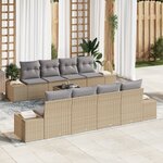 vidaXL Ensemble de canapé de jardin 9 pièces avec coussins beige en poly rotin