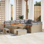 vidaXL Ensemble de canapé de jardin de 12 pièces avec coussins beige en rotin poly acacia