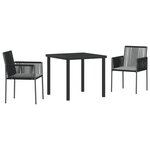 vidaXL Ensemble de repas de jardin 3 pièces avec coussins Noir Poly Rattan