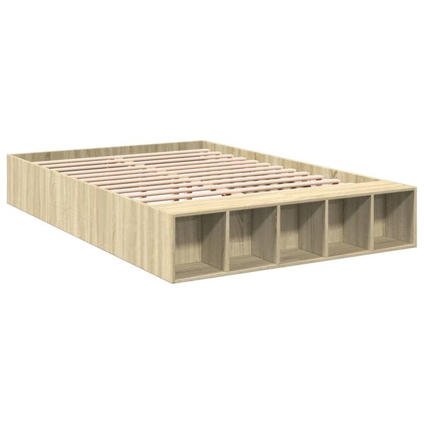 vidaXL Cadre de lit chêne sonoma 135x190 cm bois d'ingénierie