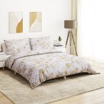 vidaXL Ensemble de housse de couette blanc et marron 200x200 cm Coton