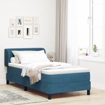 Lit à ressort vidaXL avec matelas bleu foncé 90x190 cm en velours