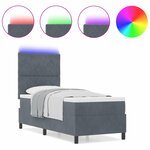 Lit Box Spring vidaXL avec Matelas & LED Gris Foncé 80x200 cm Velours