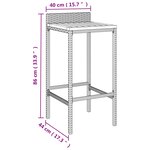 vidaXL Tabourets de bar lot de 2 noir résine tressée et bois d'acacia