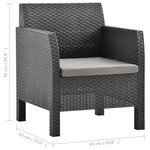 vidaXL Salon de jardin 2 Pièces avec coussins PP Rotin Anthracite