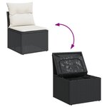 vidaXL Salon de jardin 7 Pièces avec coussins noir résine tressée