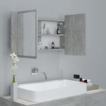 vidaXL Armoire de salle de bain à miroir LED Gris béton Acrylique