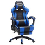 Fauteuil gamer chaise gaming siège de bureau ergonomique repose-pieds télescopique dossier réglable de 90° à 135° accoudoirs synchronisés charge 150 kg noir et bleu 12_0001424