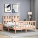 vidaXL Cadre de lit avec tête de lit 140x190 cm bois massif