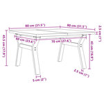 vidaXL Table basse cadre en Y 80x80x45 5cm bois de pin massif et fonte