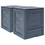 vidaXL Composteurs de jardin 2 Pièces Gris 60x60x73 cm 520 L