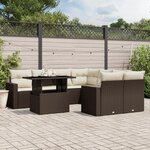 vidaXL Salon de jardin avec coussins 9 Pièces marron résine tressée