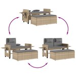 vidaXL Banc inclinable de jardin avec coussins beige résine tressée