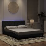 vidaXL Cadre de lit avec LED sans matelas noir 160x200 cm velours