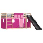 vidaXL Lit superposé sans matelas avec toboggan et rideaux 90x190 cm