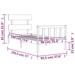 vidaXL Cadre de lit sans matelas blanc bois de pin massif