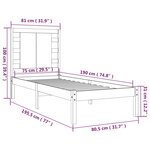 vidaXL Cadre de lit sans matelas blanc 75x190 cm bois massif