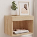 vidaXL Table de chevet murale avec lumières LED chêne sonoma