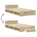 vidaXL Cadre de lit et tiroir chêne sonoma 90x190cm bois d'ingénierie