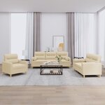 vidaXL Ensemble de canapés 3 Pièces avec coussins crème tissu