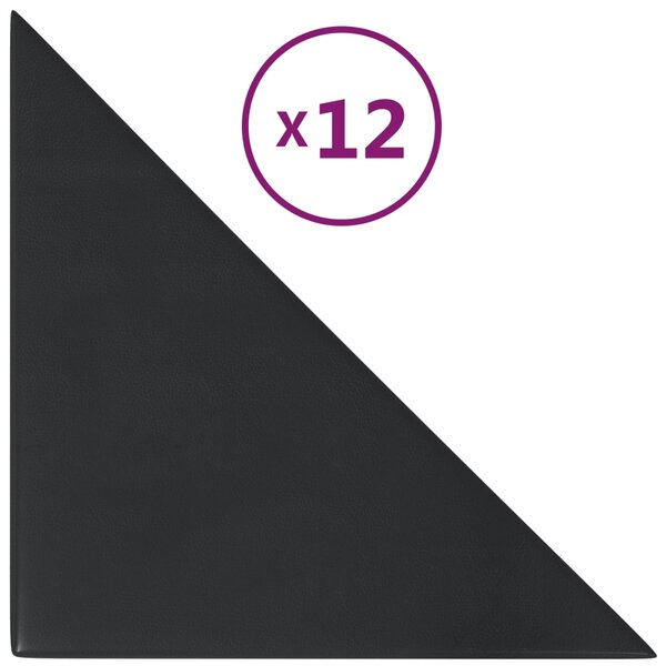 vidaXL Panneaux muraux 12 Pièces Noir 30x30 cm Similicuir 0 54 m²