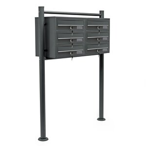 Bloc de 6 boite aux lettres anthracite 2 clés 2x3 compartiments