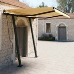 vidaXL Auvent rétractable manuel et poteaux 3 5x2 5 m Jaune et blanc
