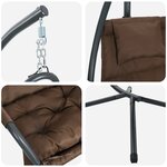 vidaXL Chaise Suspendue avec Support et Coussin Café Acier