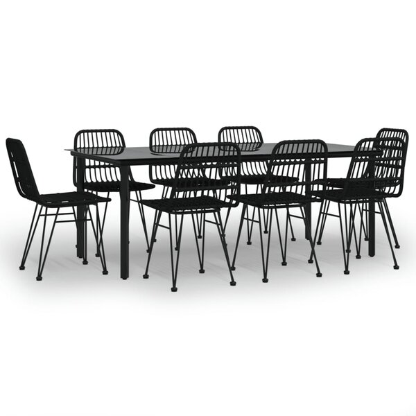 vidaXL Ensemble à manger de jardin 9 Pièces Noir Résine tressée